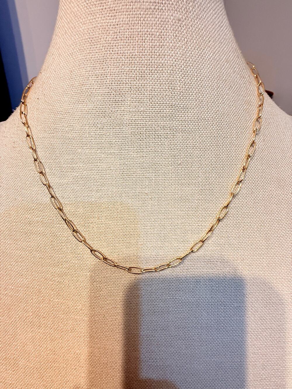Vintage Gold Tone Paperclip Chain Necklace 18” + 3”